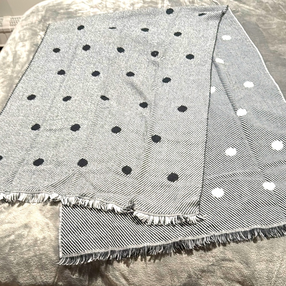 Gap black and white polka dots and stripes shawl size scarf 76 inches long